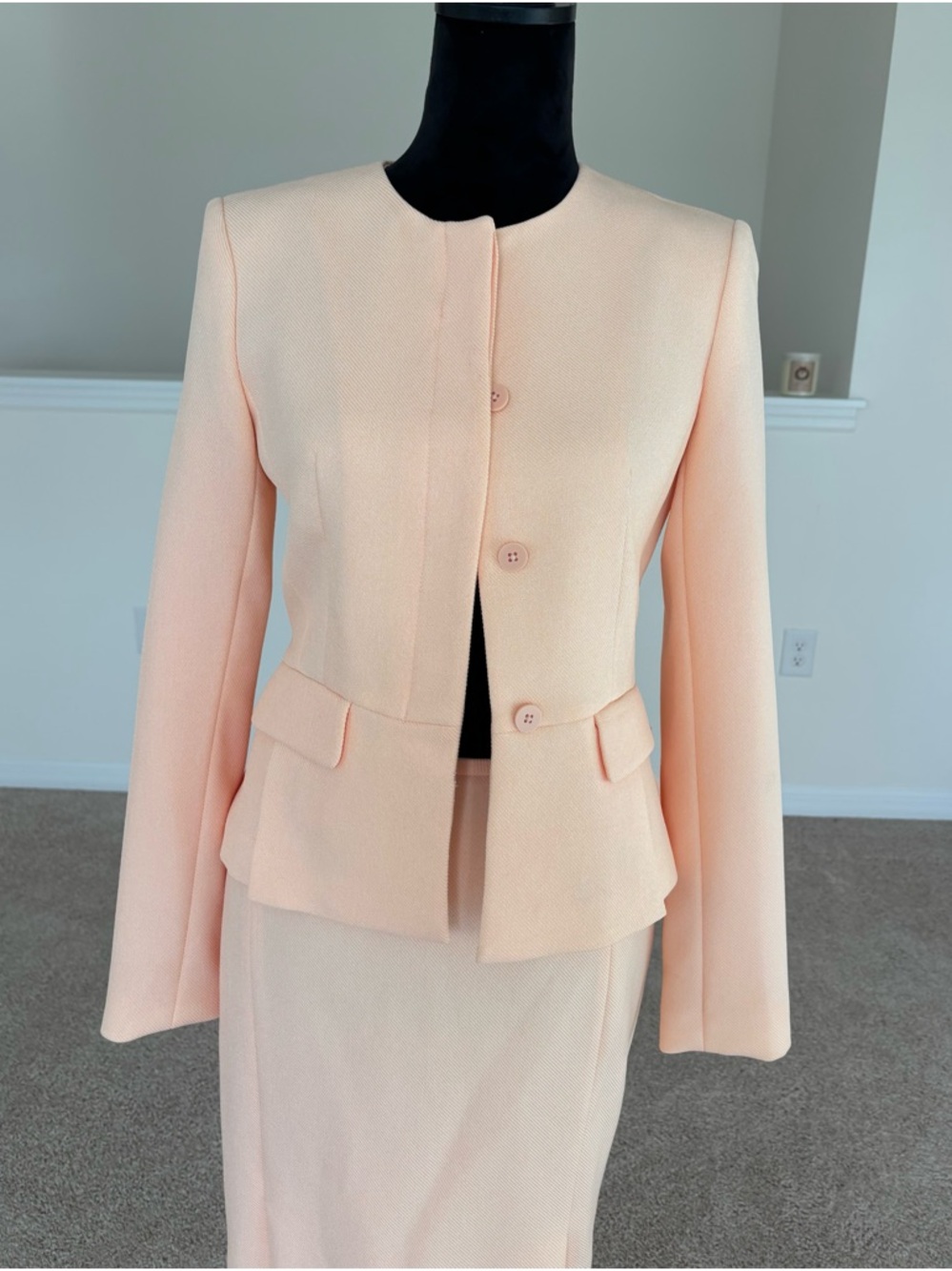 Calvin Klein Women's Peach Blazer & Pencil Skirt Suit - Picture 3 of 11